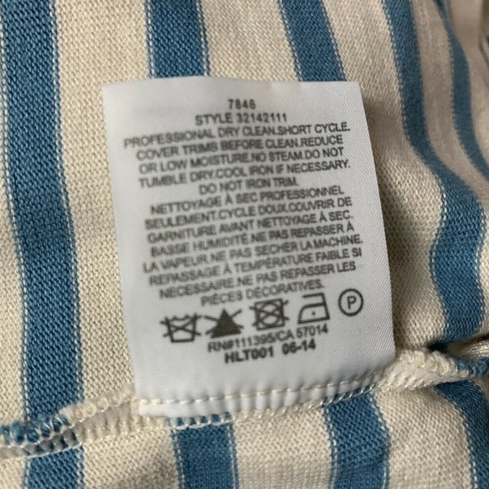Tory Burch T-Shirt Casual Long Sleeve Blue White Striped Back Embellished Tie - Picture 13 of 13